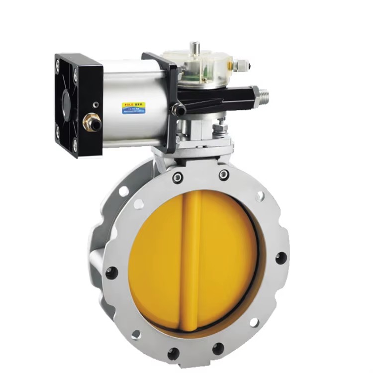 DN100 Aluminium Double Flanged Pneumatic Actuator Powder butterfly Valve