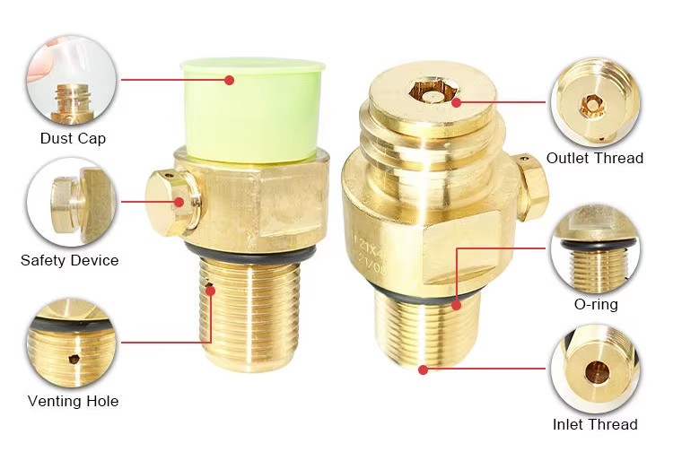 Brass Cylinder Valve Oxygen-Carbon Dioxide Nitrogen Argon Pressure Relief Valve Globe Valve