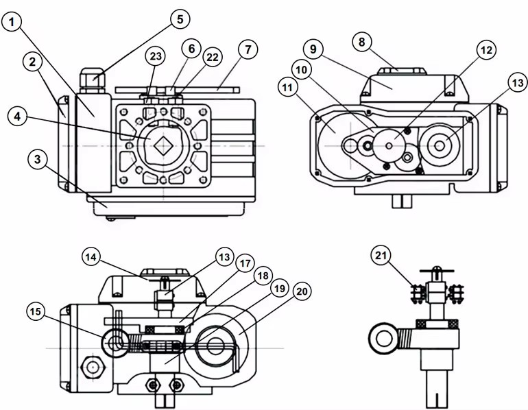 Motor Butterfly Valve Electric Actuator 220V IP65 Protection 30S Operating Time