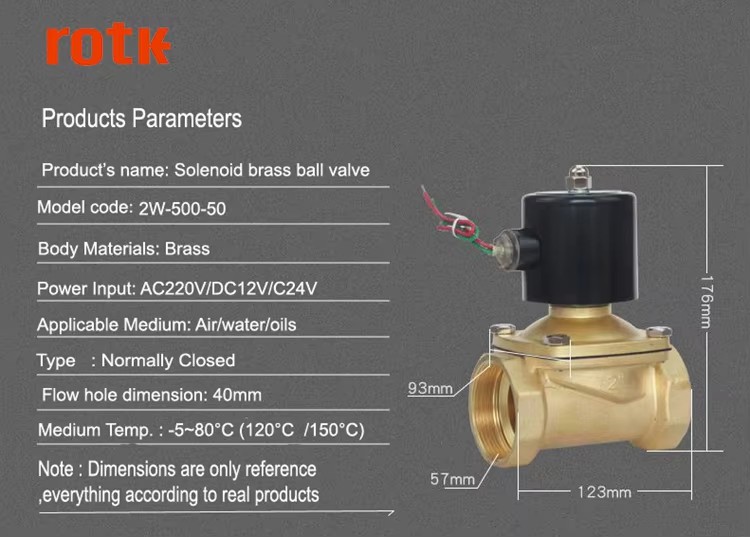 Brass Material 12V 24V 220V DC Stainless Steel Ball 2 Way Single Coil Water Solenoid Valve with 1/2''-2'' Port Size