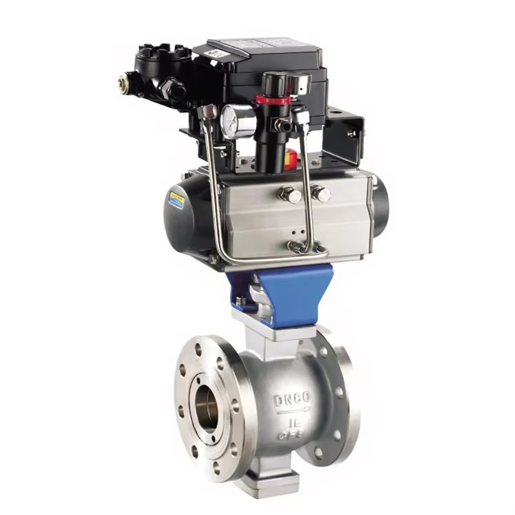 1/2"- 6" Stainless Steel Flanged v Port Ball Valve Pneumatic Segment Ball Valve