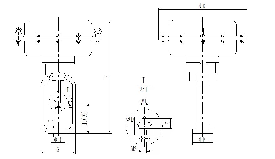 Top Handwheel air to Open Diaphragm Pneumatic Actuator