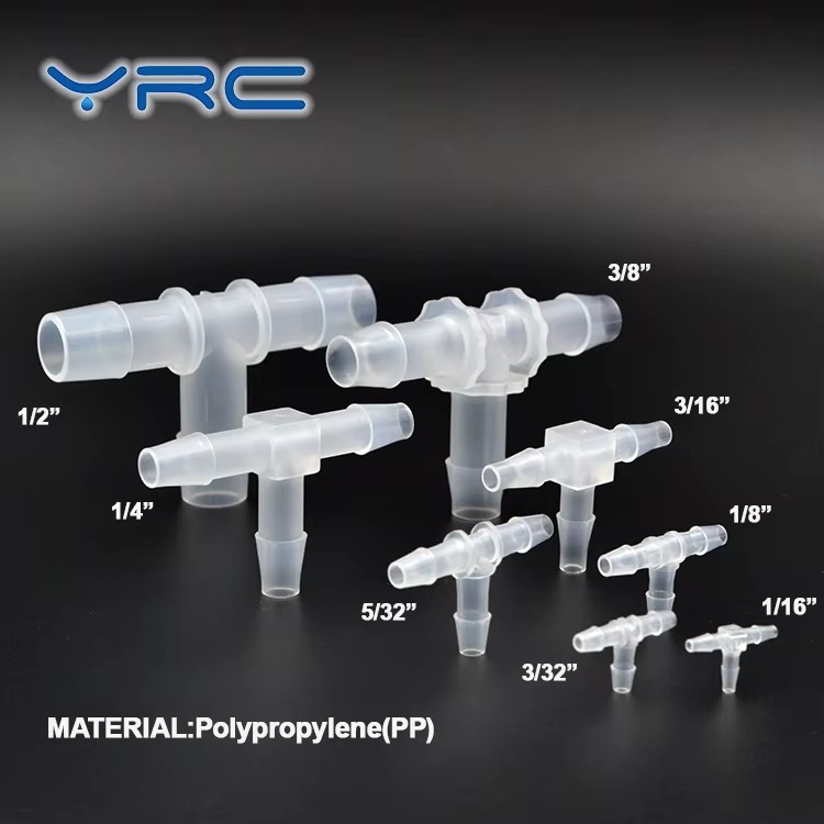 1/4" PP Plastic Barbed Hose Mini Tee Fittings Low Pressure for Irrigation