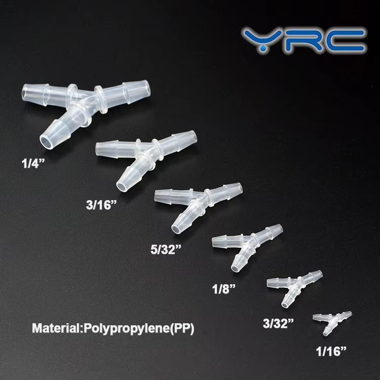 Mini Air Hose Barb Y Branch 3 Way Connector 1/4" Transparent PP/PVDF/PA66 Plastic Pipe Fitting