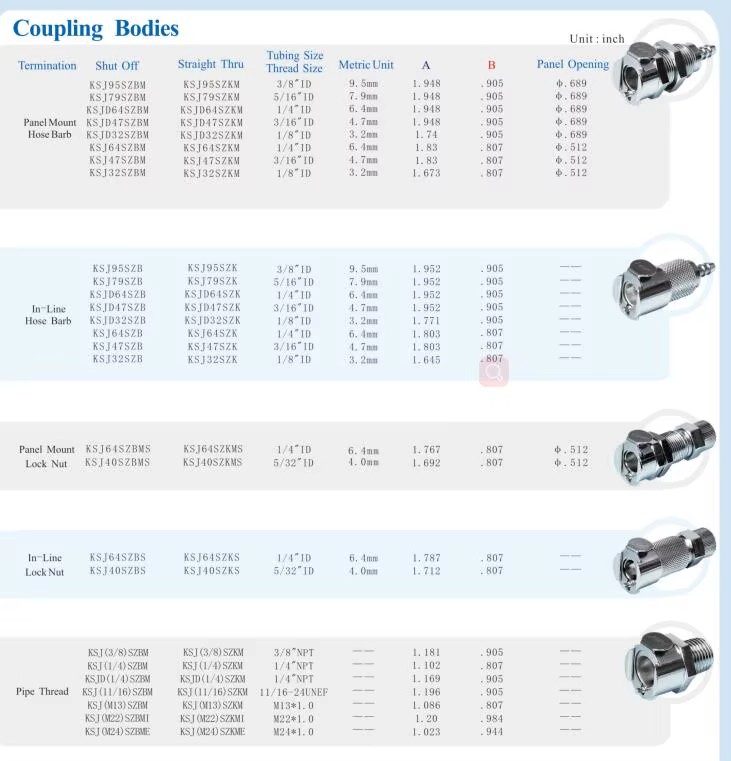Automotive Brass Chrome-Plated Quick Disconnect Fuel Line Fittings with 250psi Pressure 316SUS Spring Panel Mounting