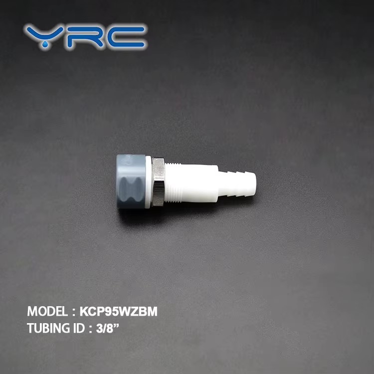 YRC Factory 3/8" Female Quick Disconnect Couplings Fittings 9.5mm Tubing ID Plastic Tube 60psi Pressure Brass Chrome-Plated Nut