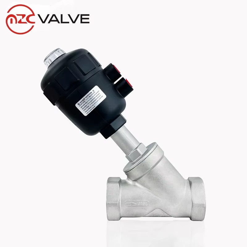 Pn16 DN40 Pneumatic Flange Connection SS304 SS316 Angle Seat Valve