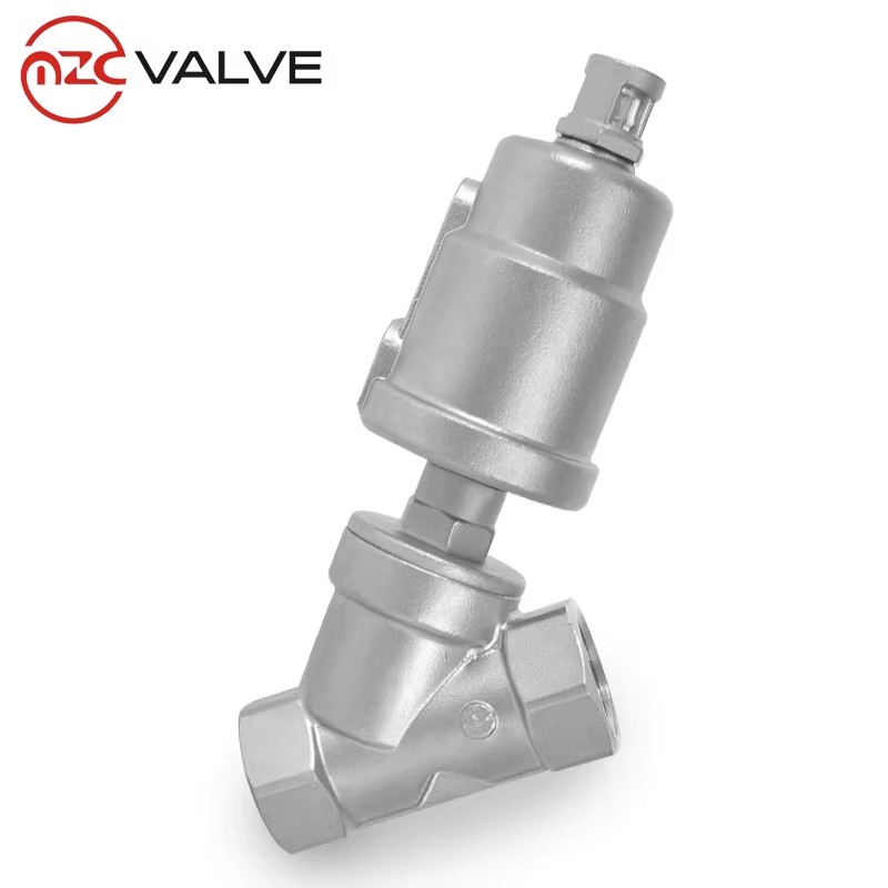 Pn16 DN40 Pneumatic Flange Connection SS304 SS316 Angle Seat Valve