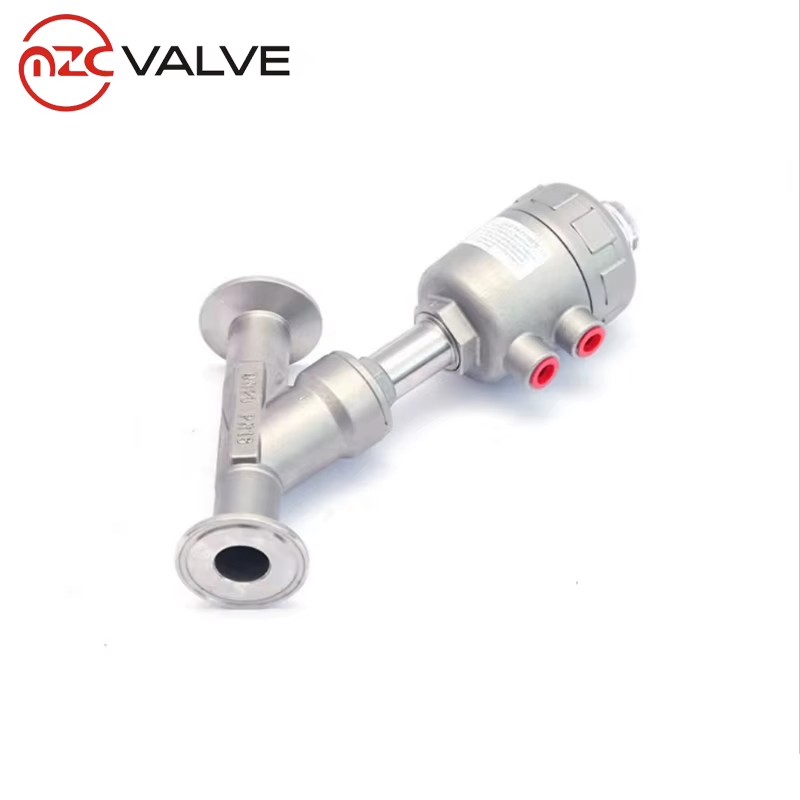 Pn16 DN40 Pneumatic Flange Connection SS304 SS316 Angle Seat Valve