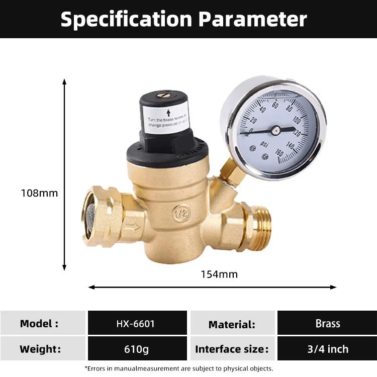 3/4INCH Reducing Valve Water Pressure Regulator Valve Brass with Gauge