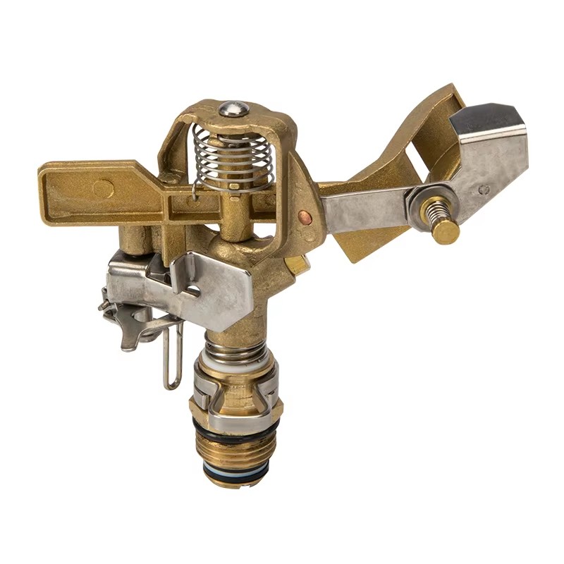 Metal Impulse Sprinkler Head for Irrigation with One Tape