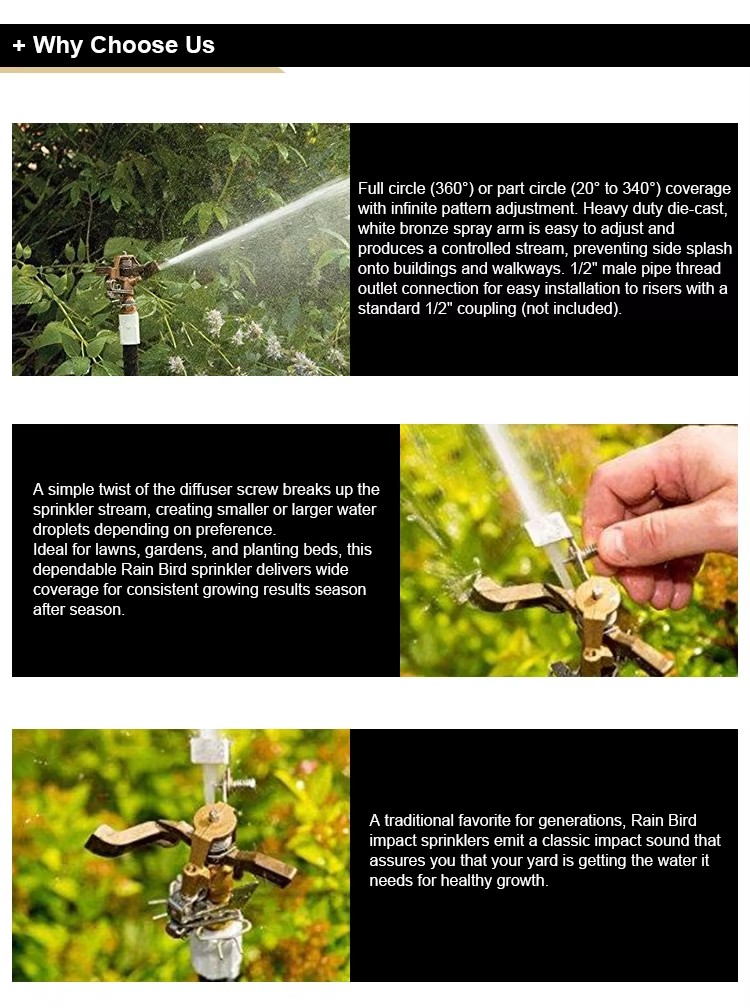 Metal Impulse Sprinkler Head for Irrigation with One Tape