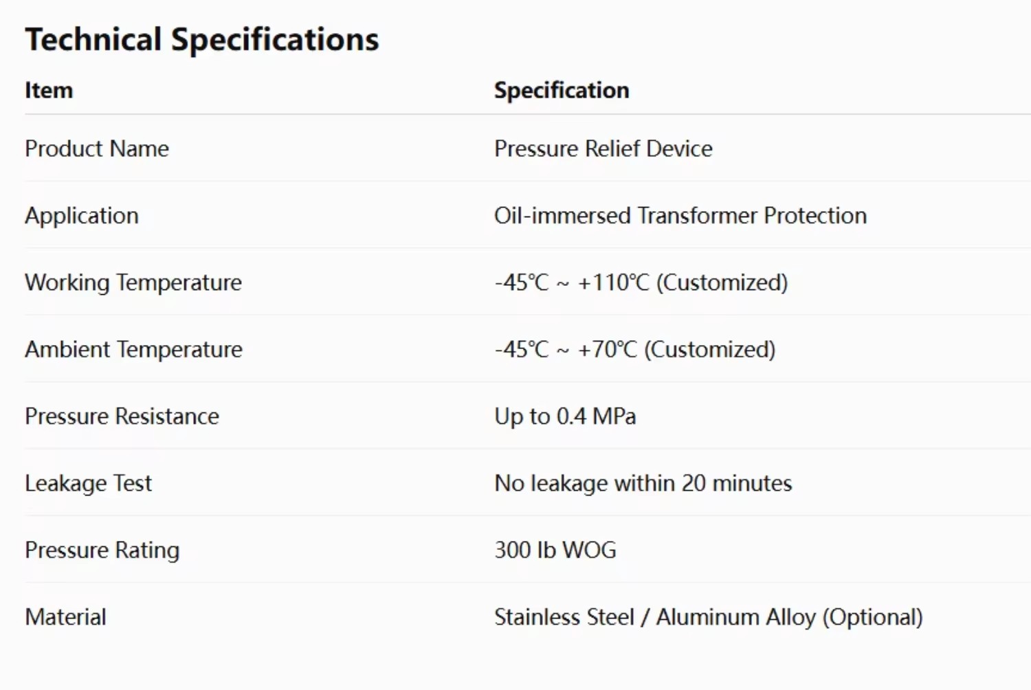 PQF Series Box Transformer Exhaust Valve, Automatic Overpressure Vent Valve With Manual Pull Ring