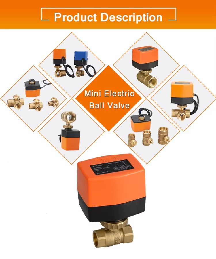 AC220V DN15 DN20 DN25 Two Way Brass Motorized Valve 2 Way Proportional Electronic Ball Valve