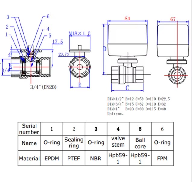 Winvall Electric Ball Valve 9-24VDC Motorized 2-Way Brass On/Off Control DN25 DN20 DN15