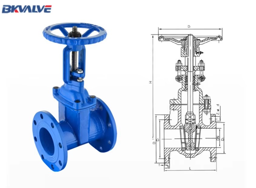 Dn100 Dn200 4 Inch 6 Inch 8 Inch Pn16 GGG40 Ductile Iron Full Bore Rising Stem Flange Gate Valve