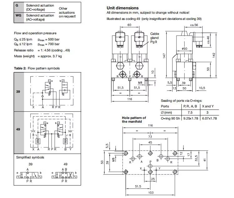 HAWE GS2/GZ3/GZ3/GR2 Series Solenold Directional Control Hydraulic Directional Valve