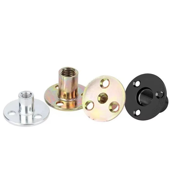 Manufacturer's Three-hole Female Thread T Nut for Wood Furniture Black Splint Lock Galvanized Iron Plate Furniture Tee Nut