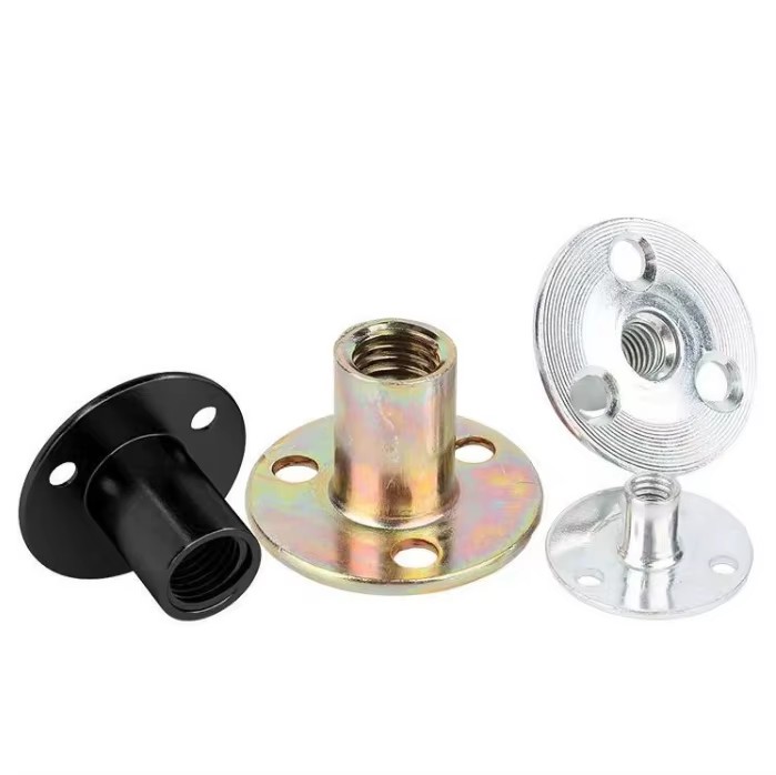 Manufacturer's Three-hole Female Thread T Nut for Wood Furniture Black Splint Lock Galvanized Iron Plate Furniture Tee Nut