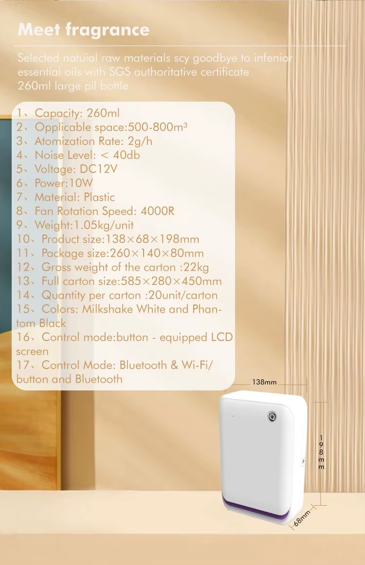 Innovative APP Wall Mounted Tiny Portable Automatic Essential Oil Scent Diffuser