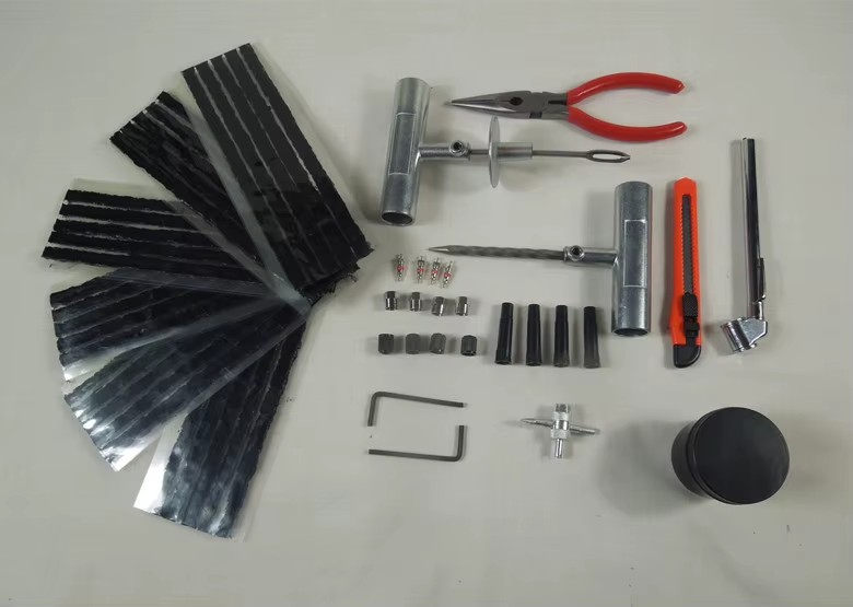 56PC Heavy Duty Tire Repair Kit Hand Tool Type Tubeless Tire Puncture Repair Tool Kit
