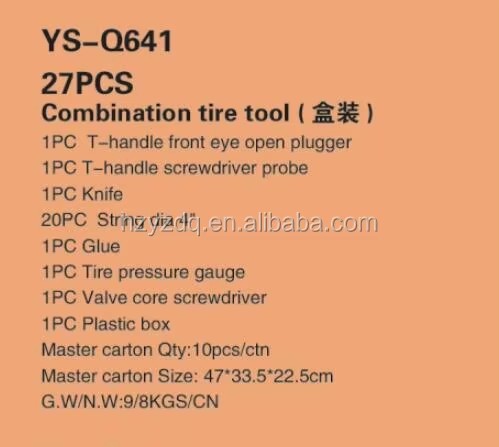 Heavy Duty Tubeless Hand Tool Tire Repair Kit Includes Tire Plug Kit