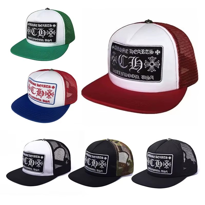 Chrome Hearts Trucker Hat Camouflage Mesh Unisex Baseball Cap Breathable Sunshade Design