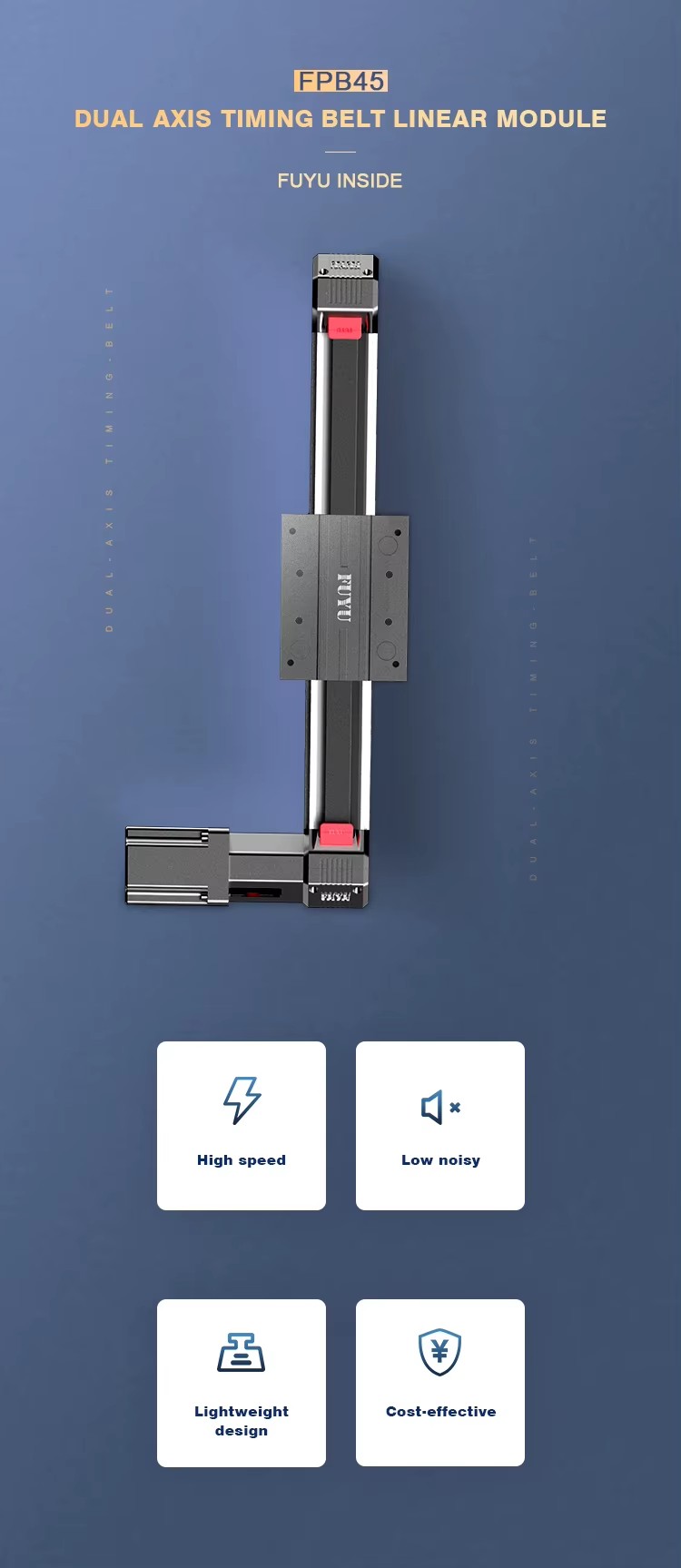 Low Noise High Speed Timing-belt Rail Guide Long Stroke Linear Actuator