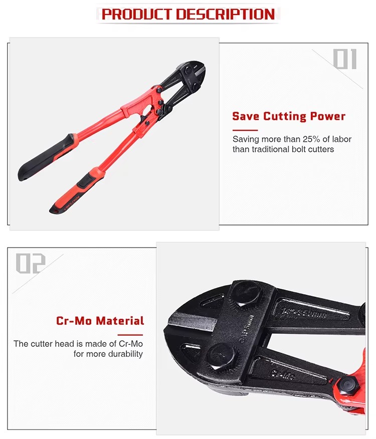 Professional Labor-saving Wire Breaking Tools Bolt Knife Cutting Pliers with Double-color Rubber Handle