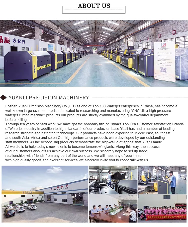 Yuanli Water Jet Cutting Machine Motor-Driven 380V 37KW High Precision 0.1mm 0.01mm Repeatability AC Servo System 12-Month