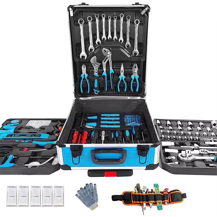 799 Pcs Box Tools Set Blow Molding Box Multi Tool Kit Set Screwdriver Socket Set Pliers Tool Trolley Toolbox Hand Operated OEM