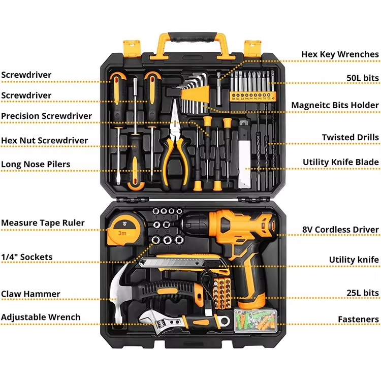 Tools Set Box Electrical Pouch 126pcs Power Tool Combo Kit Power Tool Accessories Mechanic Tool Set Box