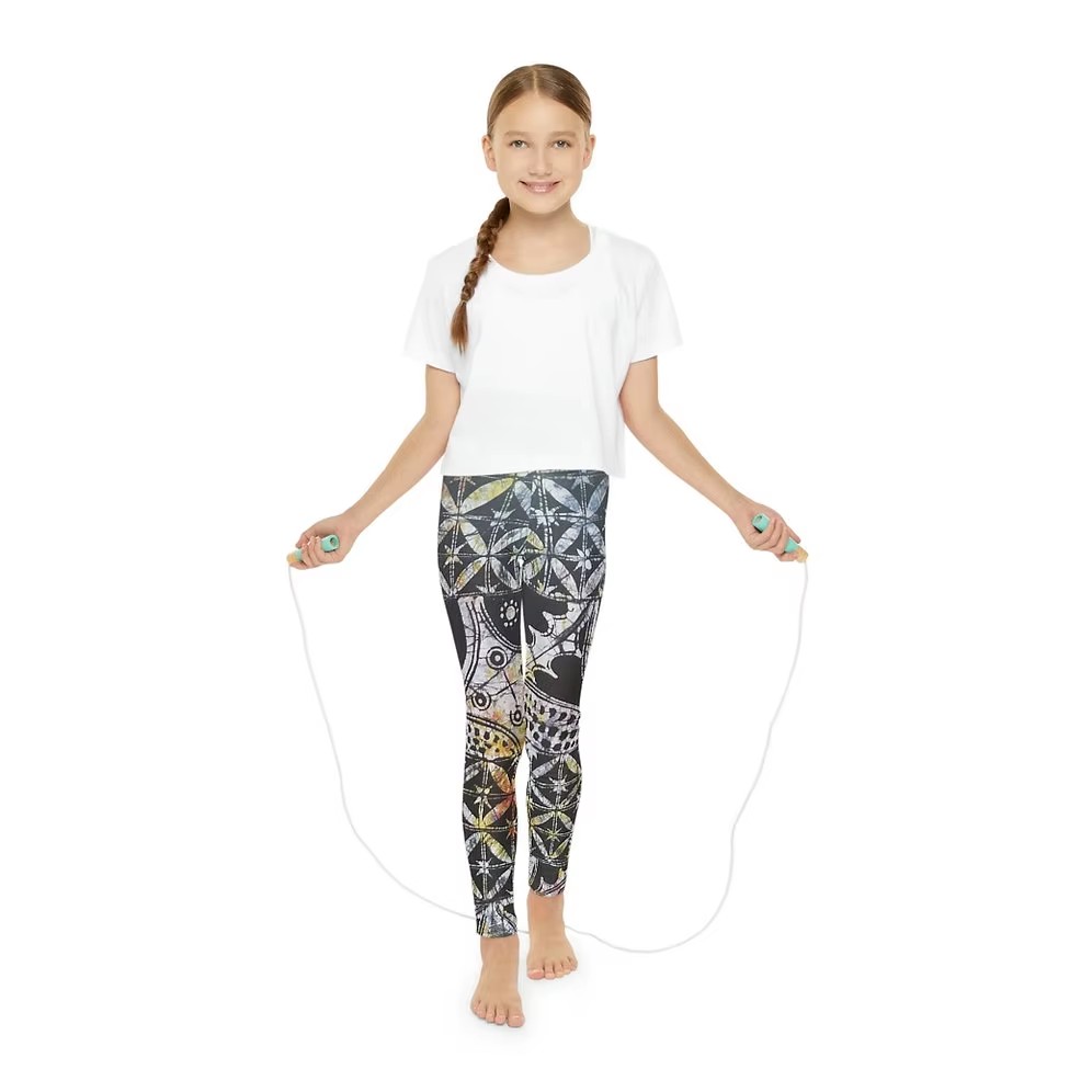 Youth Full-Length Leggings with Elastic Waistband Medium Fabric 82% Polyester 18% Spandex Sizes 18M-12Y