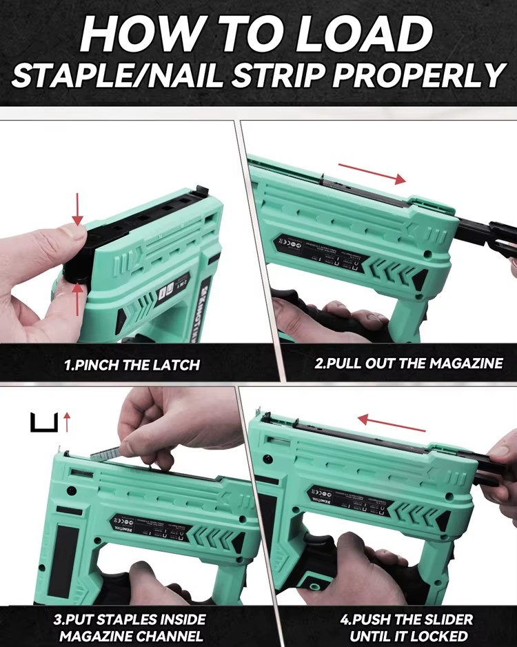 5-In-1 Woodworking Electric Staple Gun Professional Power Hand Tool Cordless Staple Gun