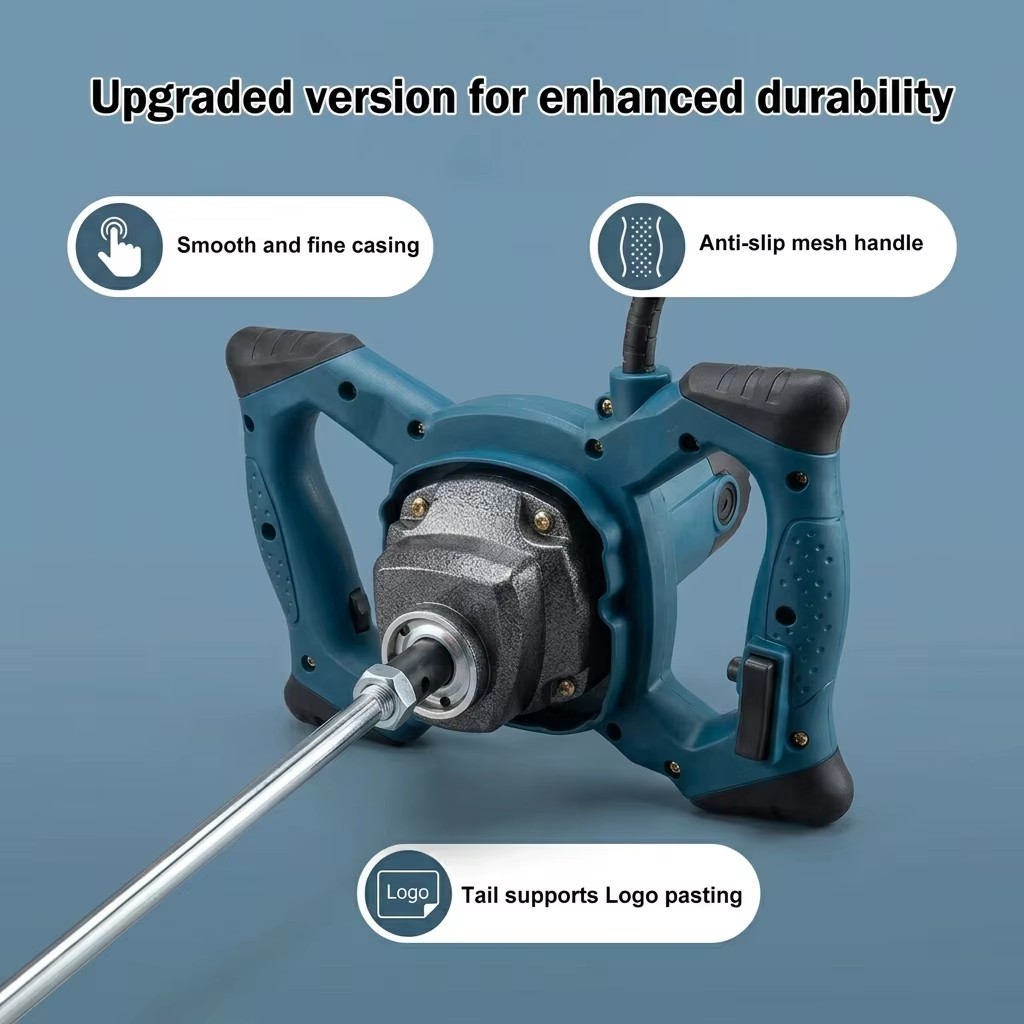 Handheld Electric Mixer 6-Speed Adjustable Power Mixer Tool Cement/Concrete/Paint Mortar Mixing Drill Industrial