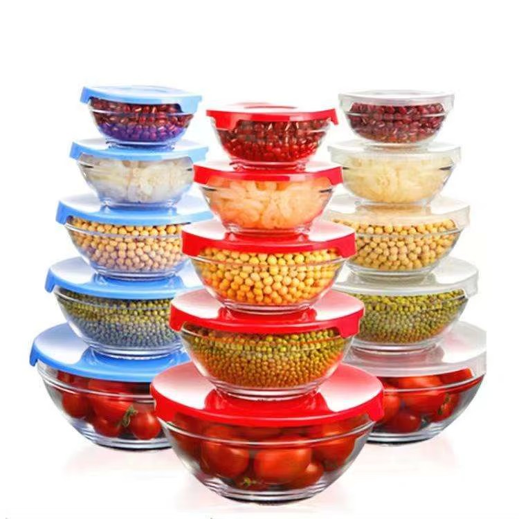 Soda Lime Glass 5-Piece Microwave-Safe Bowls Set with Lids