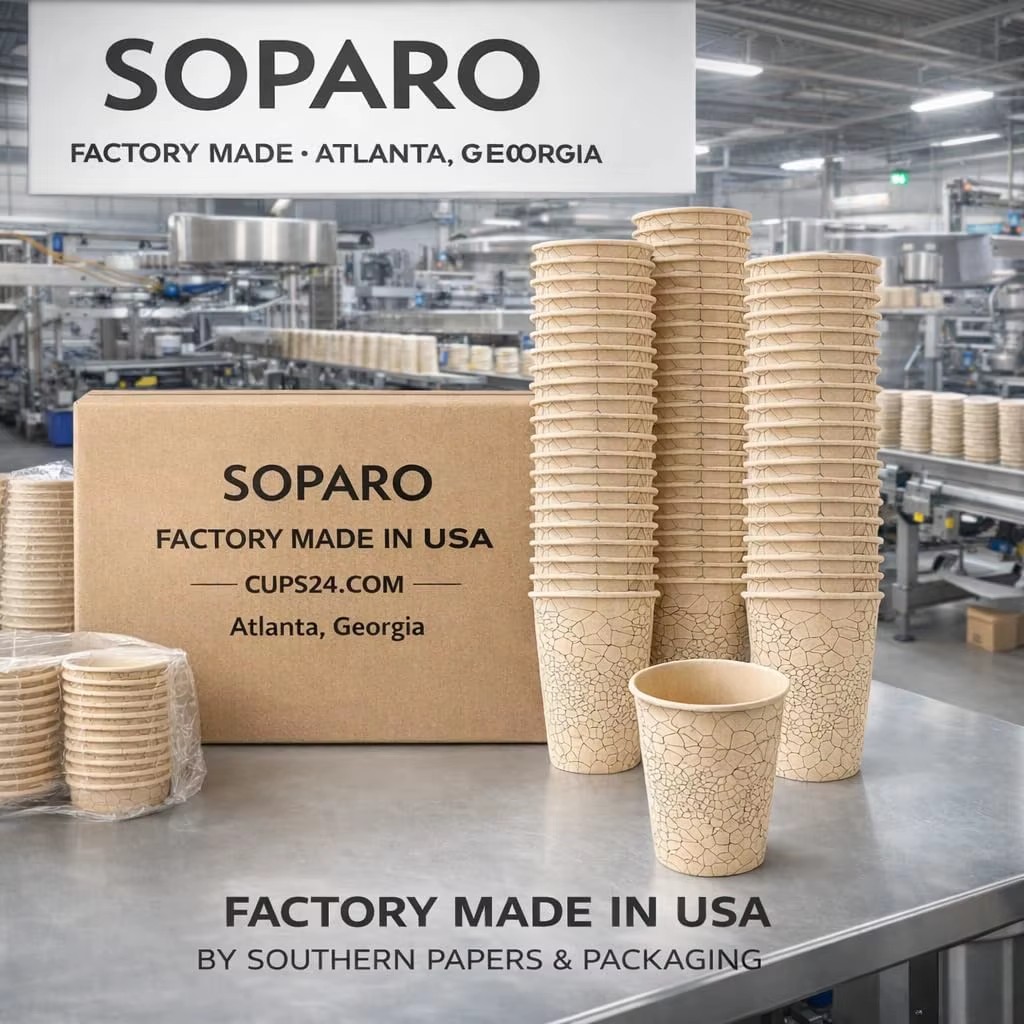 SOPARO 16 oz Bulk Disposable Paper Cups 1000 Count Rolled Rim Leak Resistant Ripple Wall Style for Hot Coffee