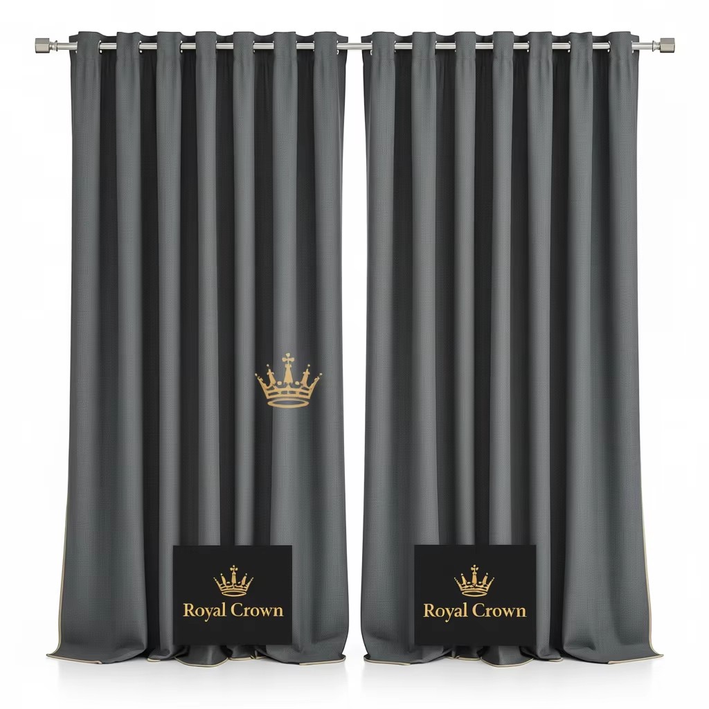 Royal Crown Premium Fire Retardant Polyester Hotel Curtains Dark Gray Room Window Drapes