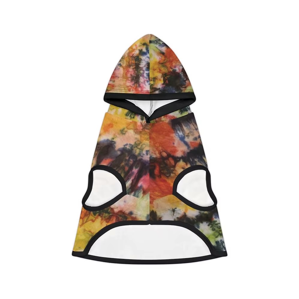 Colorful Tie-Dye Durable 100% Polyester Machine Washable Tumble Dry Low Heat Pet Hoodie for Stylish Dogs