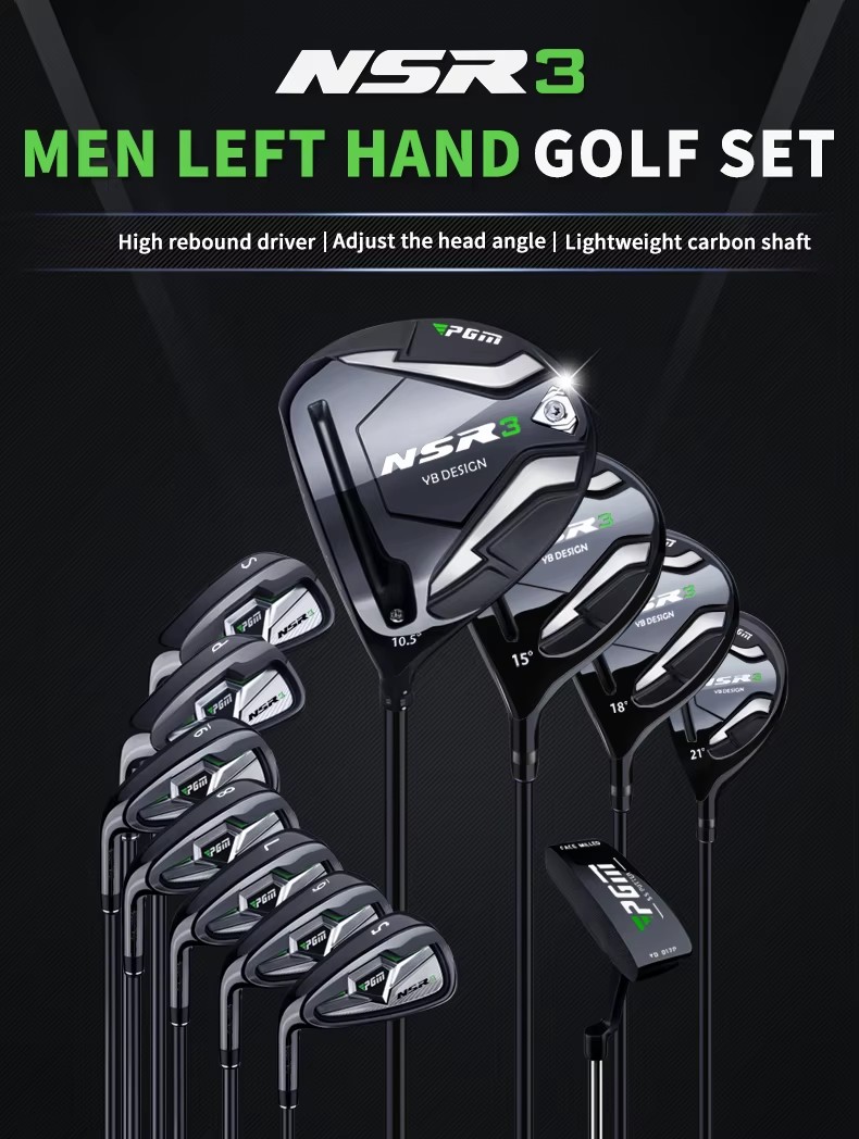 PGM MTG033 NSR 3 Left Handed Advanced Men Golf Clubs Complete Set with Head Covers and Golf Bag
