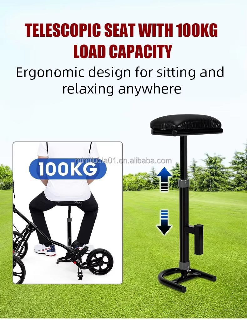 PGM QC006 Multifunctional 3 Wheels Foldable Aluminum Frame Manual Push Cart Golf Push Trolley