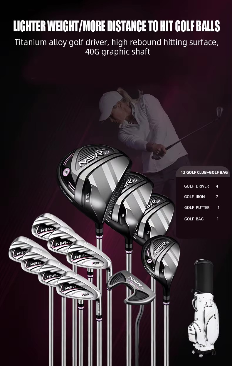 PGM LTG041 NSR 3 Right Handed High-end Professional Women Golf Clubs Complete Set with Golf Travel Bag