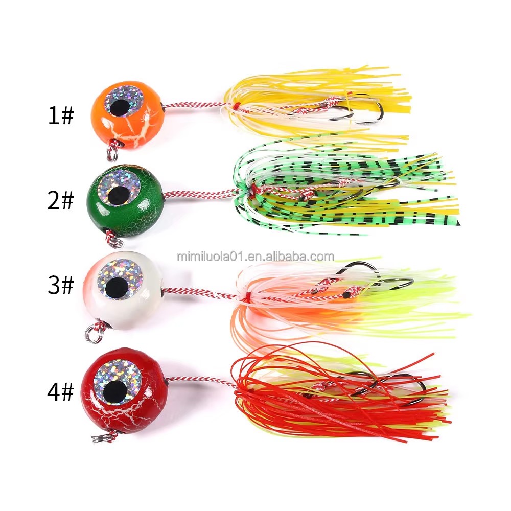 Wholesale JI014~019 20g 40g 60g 80g 100g 120g Buzzbaits Metal Lead Jig Head Hooks with Rubber Skirts