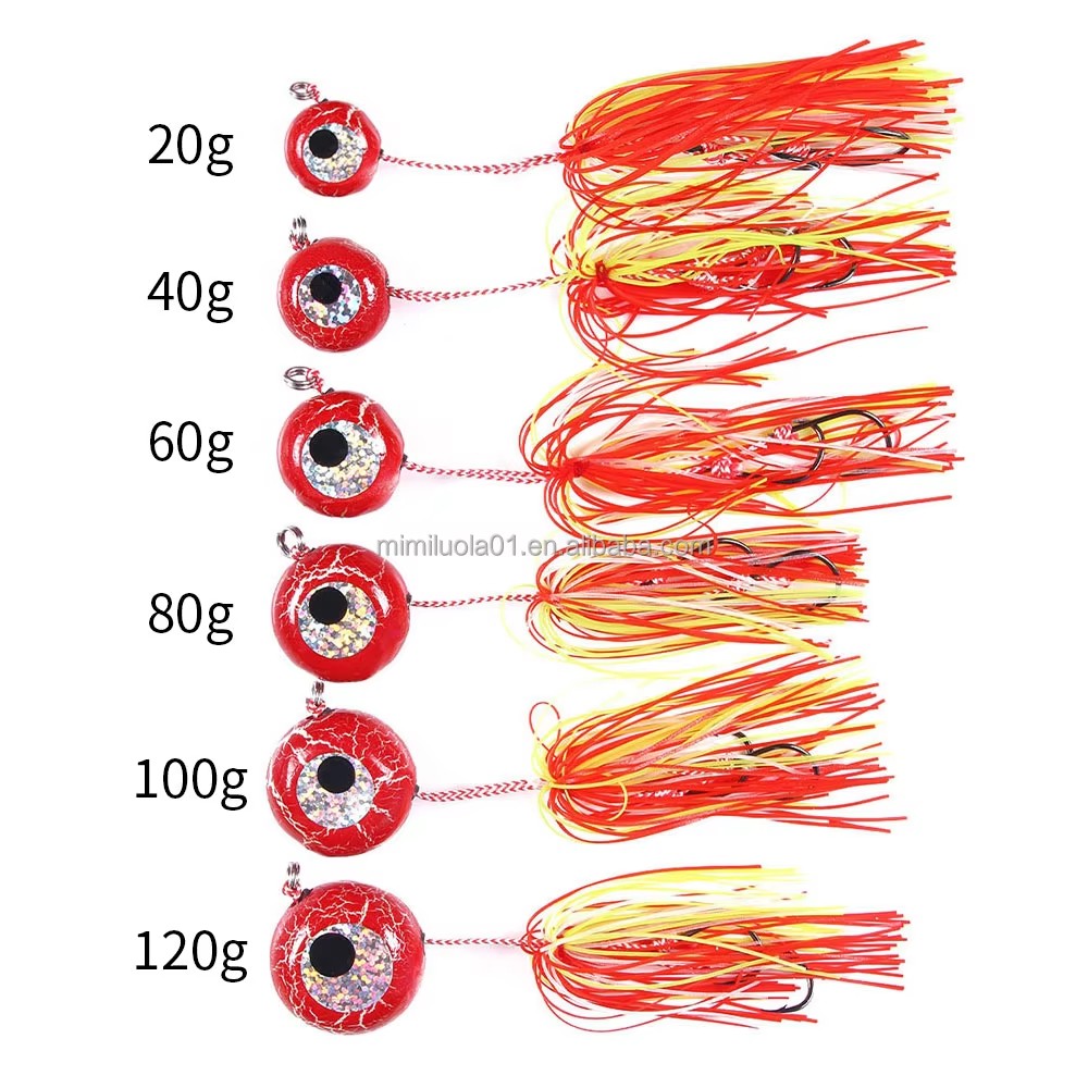 Wholesale JI014~019 20g 40g 60g 80g 100g 120g Buzzbaits Metal Lead Jig Head Hooks with Rubber Skirts