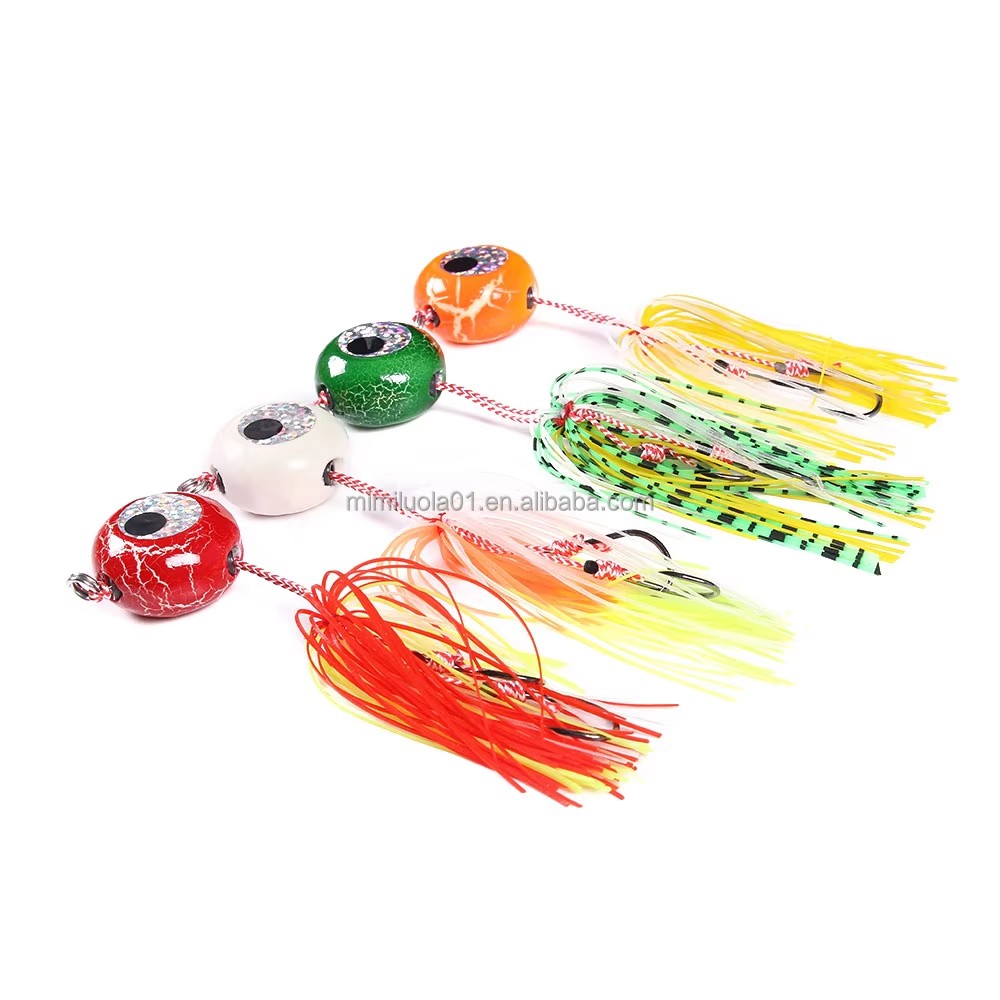 Wholesale JI014~019 20g 40g 60g 80g 100g 120g Buzzbaits Metal Lead Jig Head Hooks with Rubber Skirts