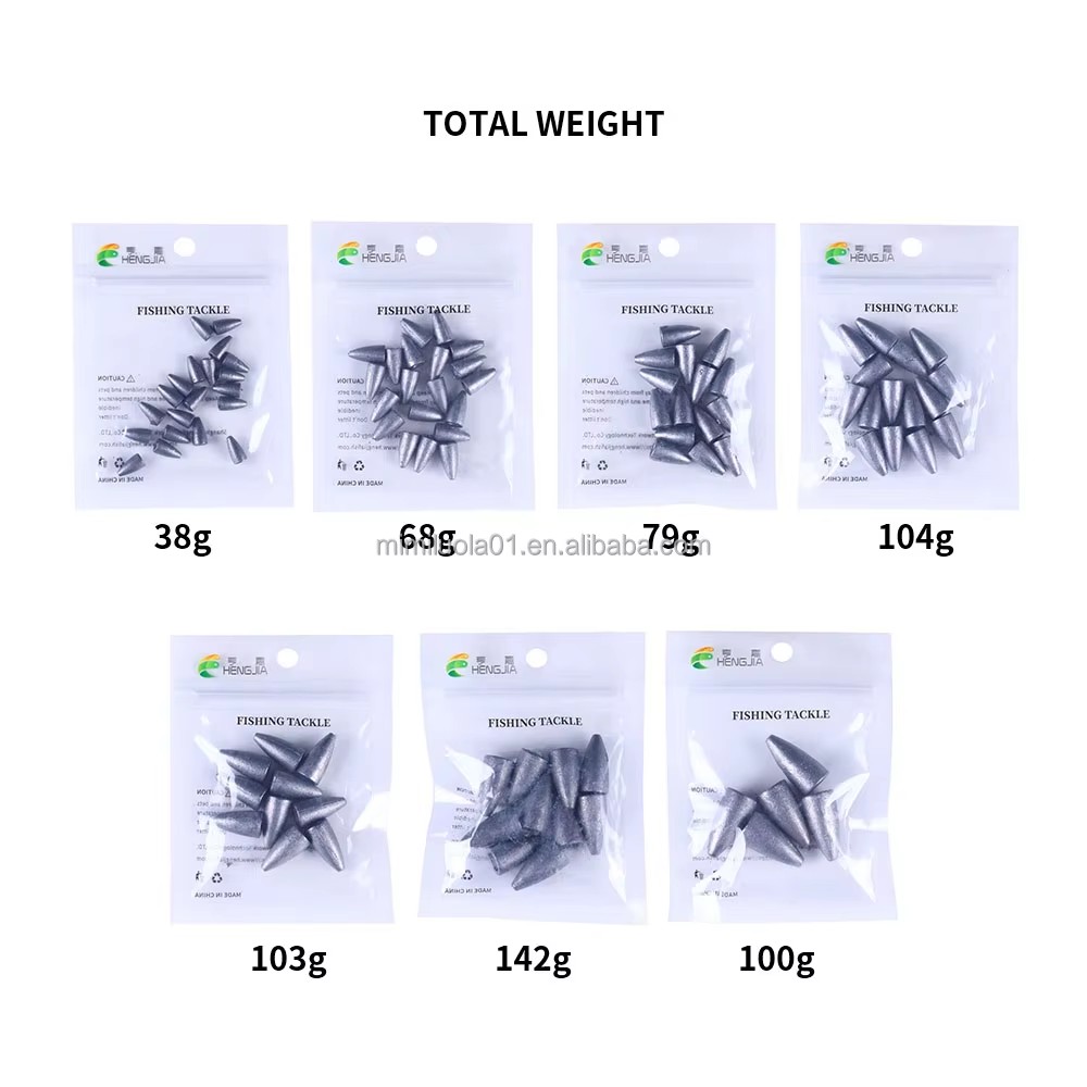 Wholesale JI080 1.75g 3.5g 5g 7g 10g 14g 21g Bullet Shape Lead Weights Fishing Sinkers