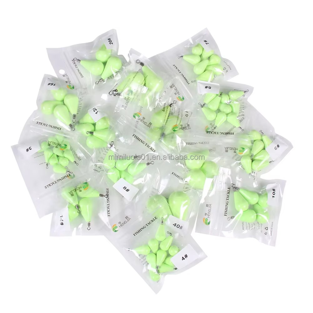 Wholesale JI060~064 11.4g~140g Fishing Tackle Accessories Casting Drop Shape Lead Weights Luminous Painted Fishing Sinkers
