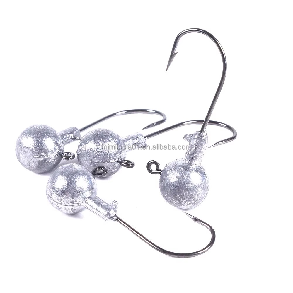 Wholesale JI004 7g Unpainted Round Ball Lead Jig Head Fishing Hook