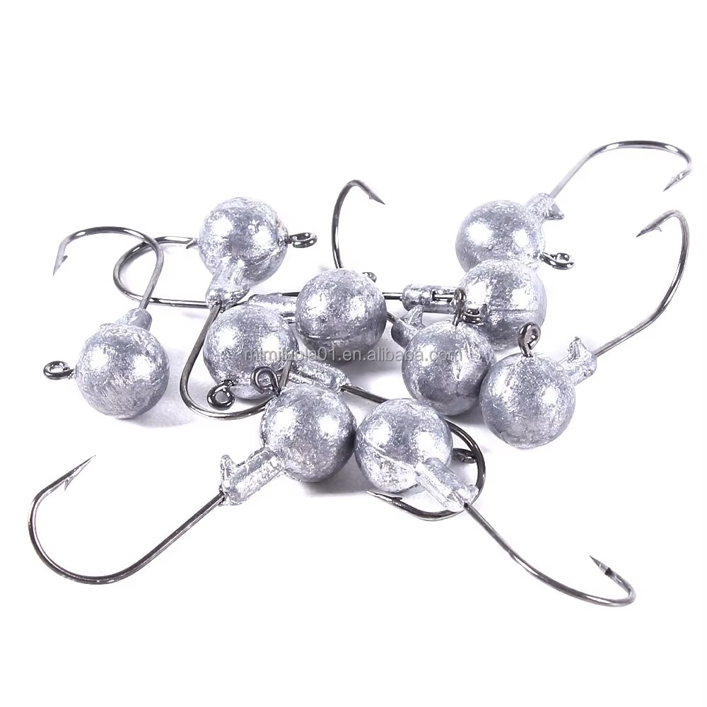 Wholesale JI004 7g Unpainted Round Ball Lead Jig Head Fishing Hook