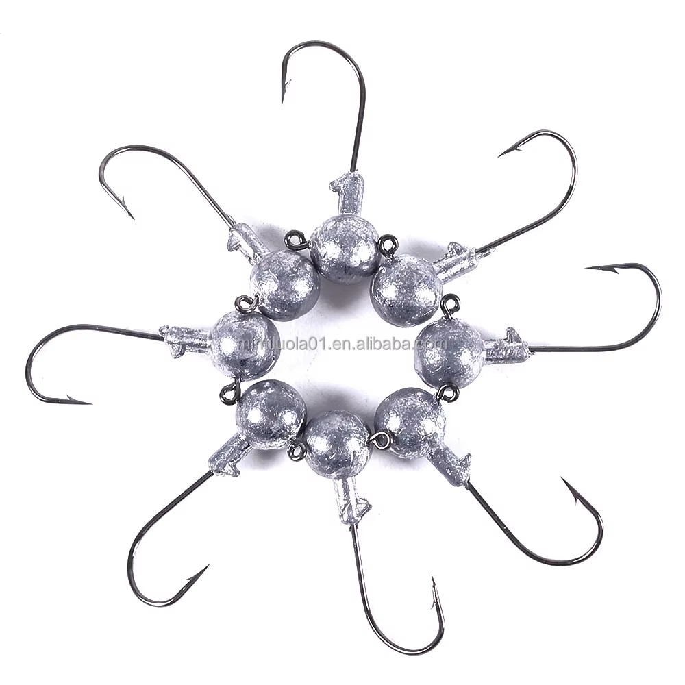Wholesale JI004 7g Unpainted Round Ball Lead Jig Head Fishing Hook